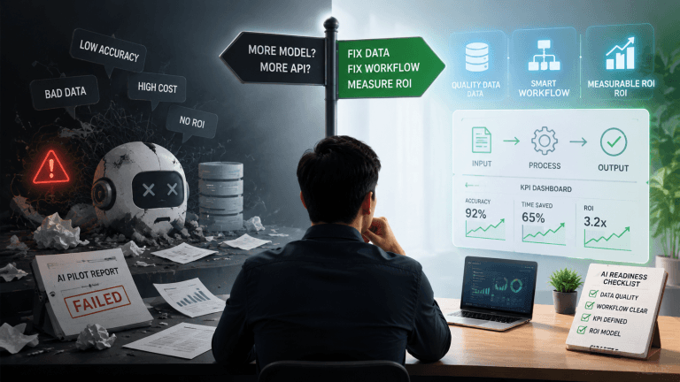 Vì sao AI pilot của SME thất bại và cách chuẩn bị dữ liệu, Workflow, KPI trước khi chọn model hay mua API.
