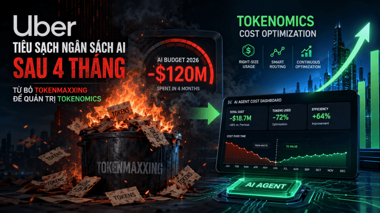 Uber tiêu sạch ngân sách AI 2026 chỉ trong 4 tháng. Tìm hiểu cách tối ưu chi phí AI agent, cắt giảm lãng phí token và chuyển sang mô hình tokenomics.
